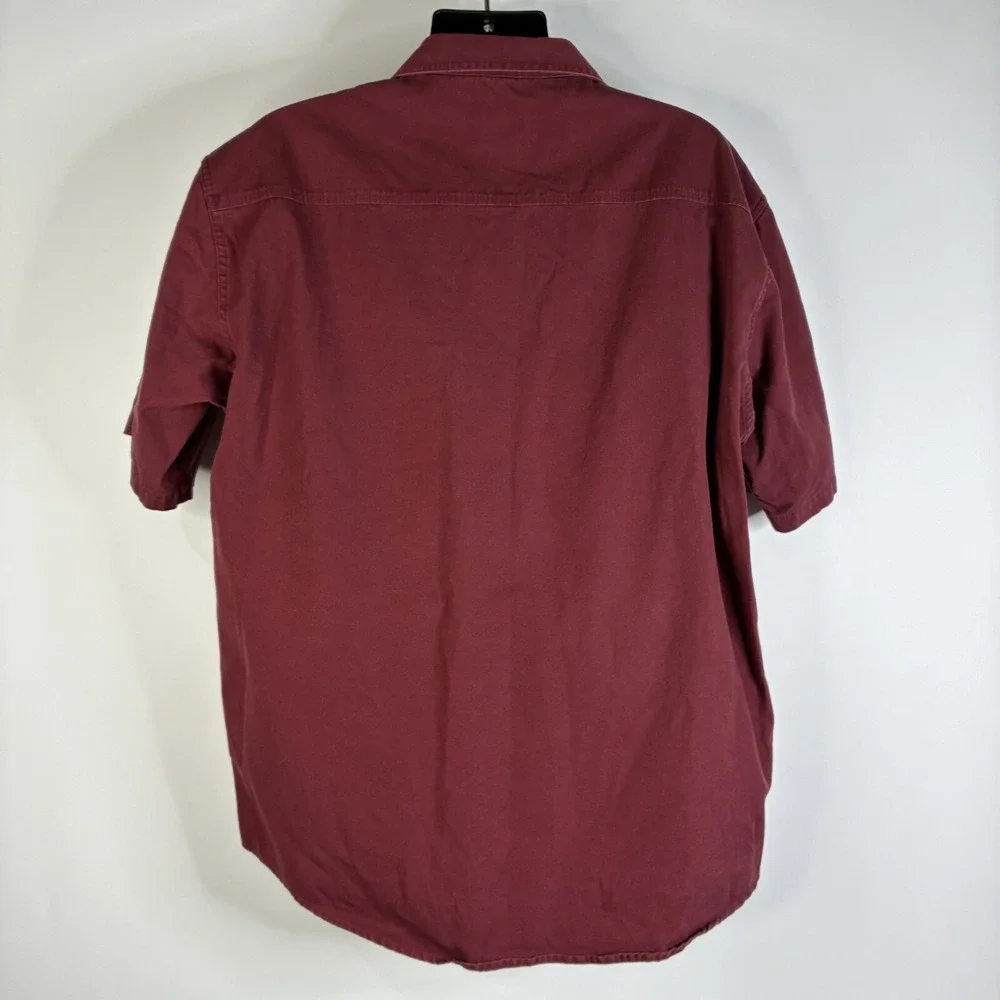 Cabelas Shirt Men's XL Reg Button Up Burgundy Red Short Sleeve  Brush Popper‎ - Picture 7 of 16